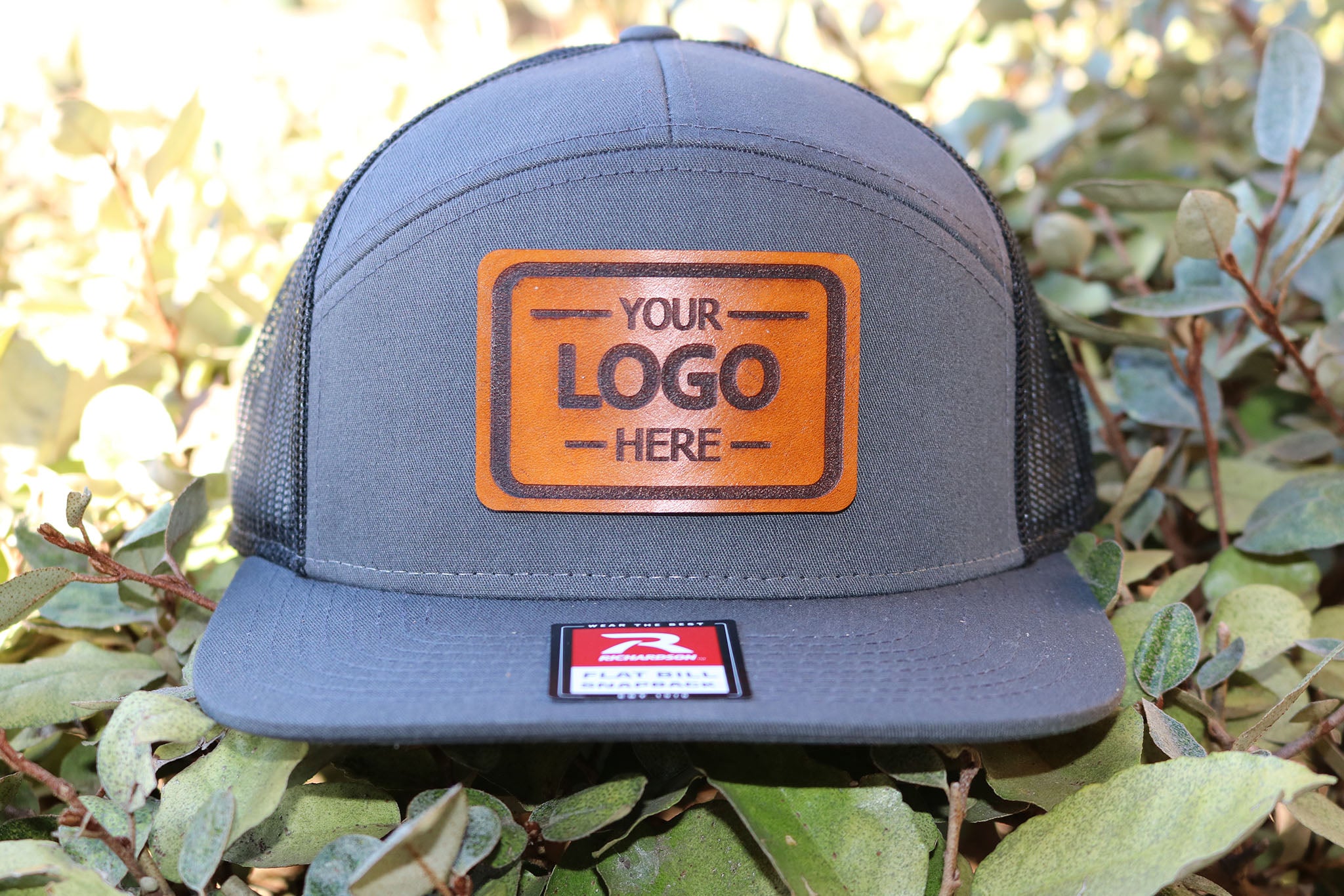 Richardson 168 7 Panel Leather Patch Custom Trucker Hat + Your